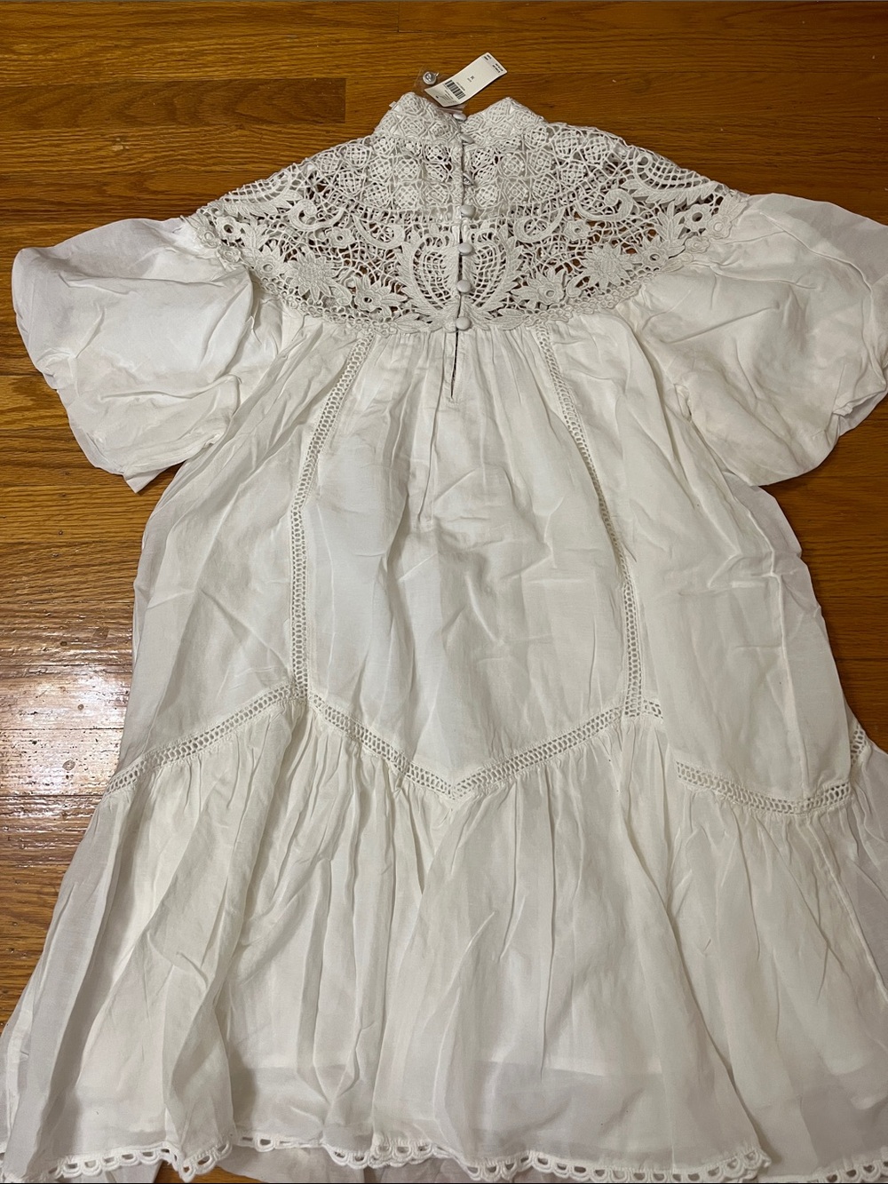 Anthropologie high neck lace tunic dress size Medium Ivory new - Picture 10 of 11